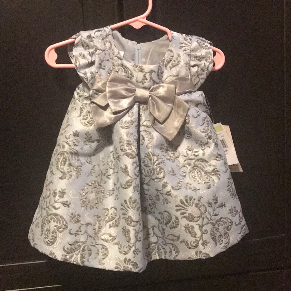 Bonnie Baby Light Blue/Silver Dress